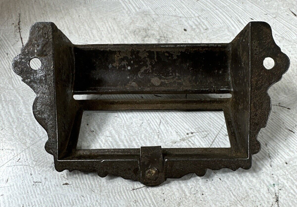 Antique Eastlake Victorian Cast Iron Bin Pull Drawer Hardware Handle