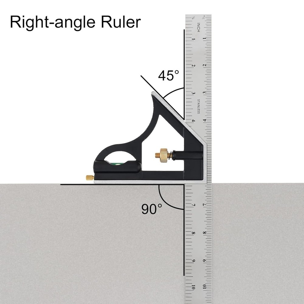 Adjustable T-Square & Protractor Set 300MM, 3-in-1 Sliding Square Ruler Kit