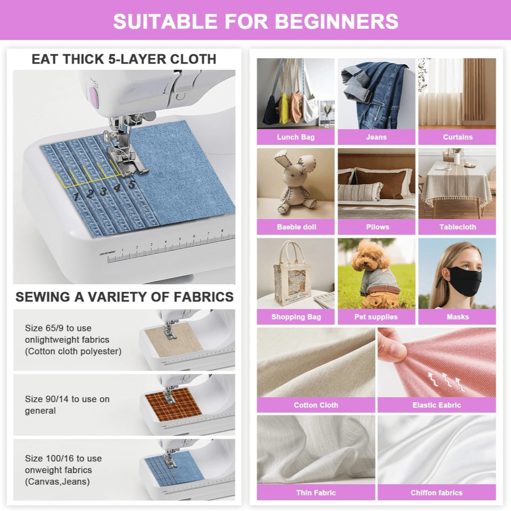 Mini Sewing Machine, Built-In 12-Needle Multi-Function Pedal Automatic-FGQA