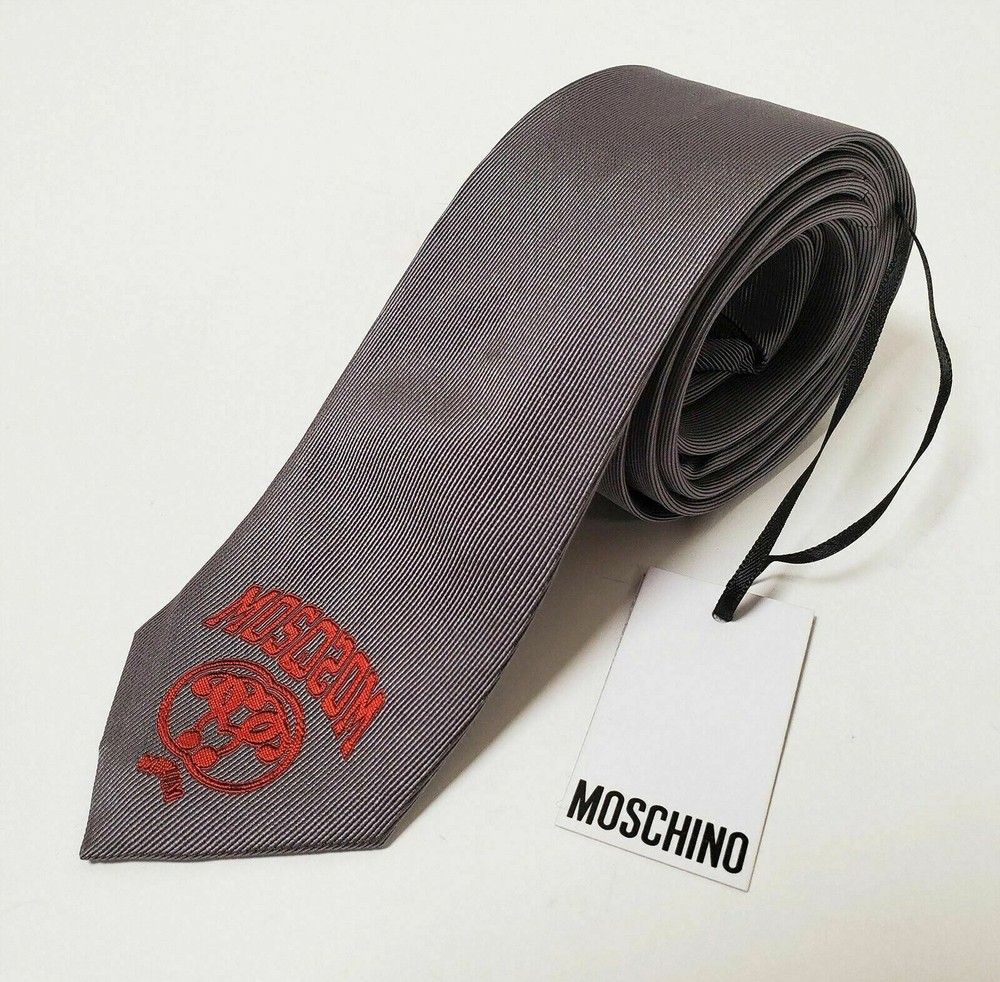 MOSCHINO TIE WOVEN SILK DOUBLE QUESTION MARK NEW AUTH
