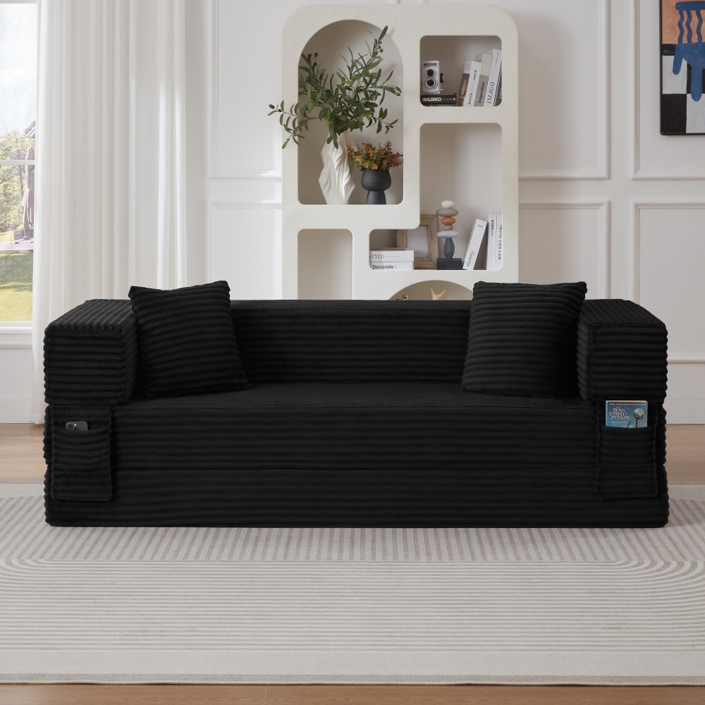 Convertible Sleeper Sofa Bed for Small Spaces, 3-Seater w/ Removable Covers