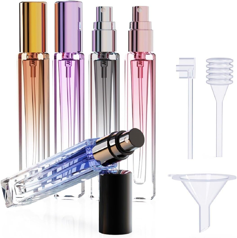 5PCS 10Ml Glass Refillable Travel Perfume Atomizer Bottles,Mini Empty Cologne Sp