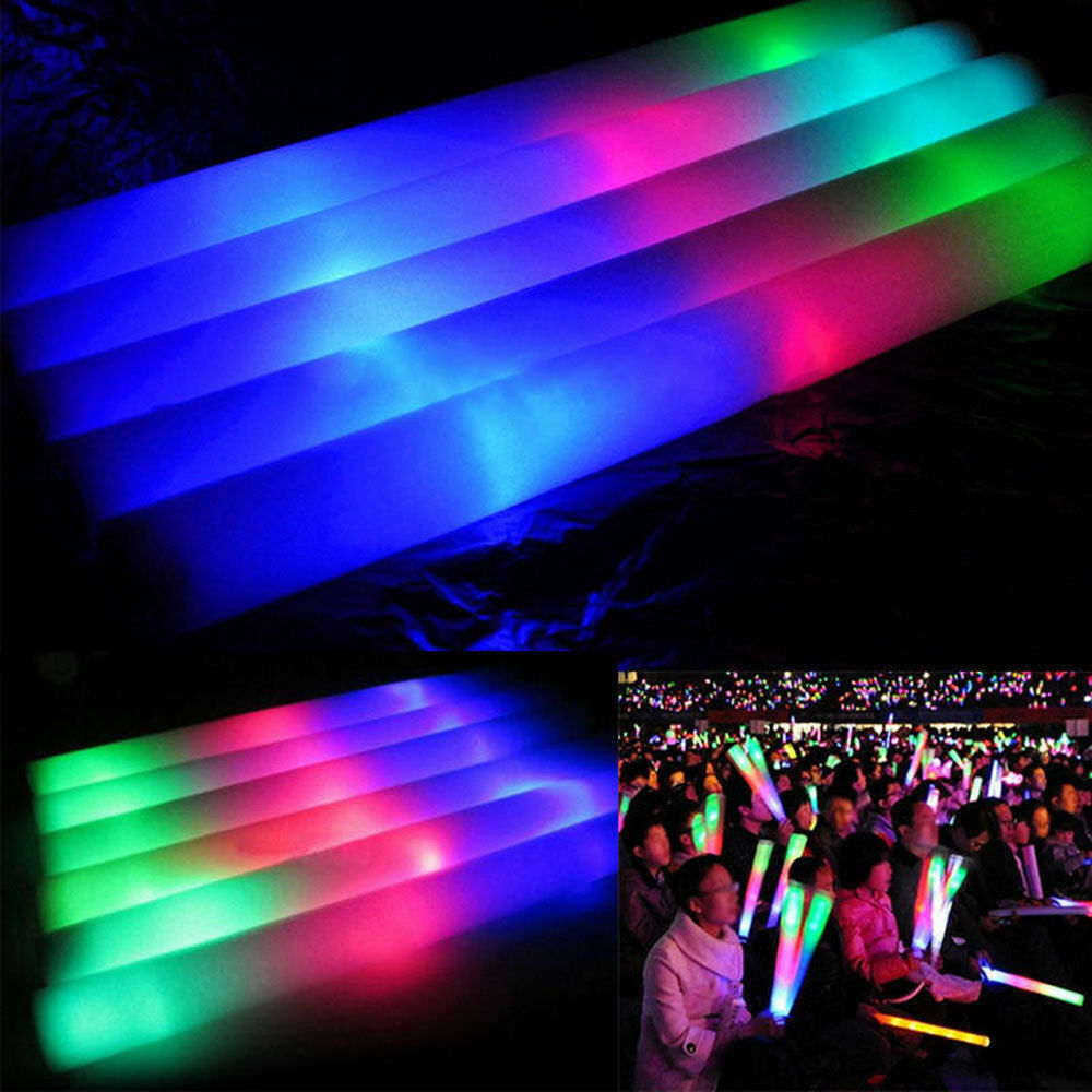 100PCS LED Foam Glow Sticks Party Wedding Flashing LED Light Stick Light-up Bar