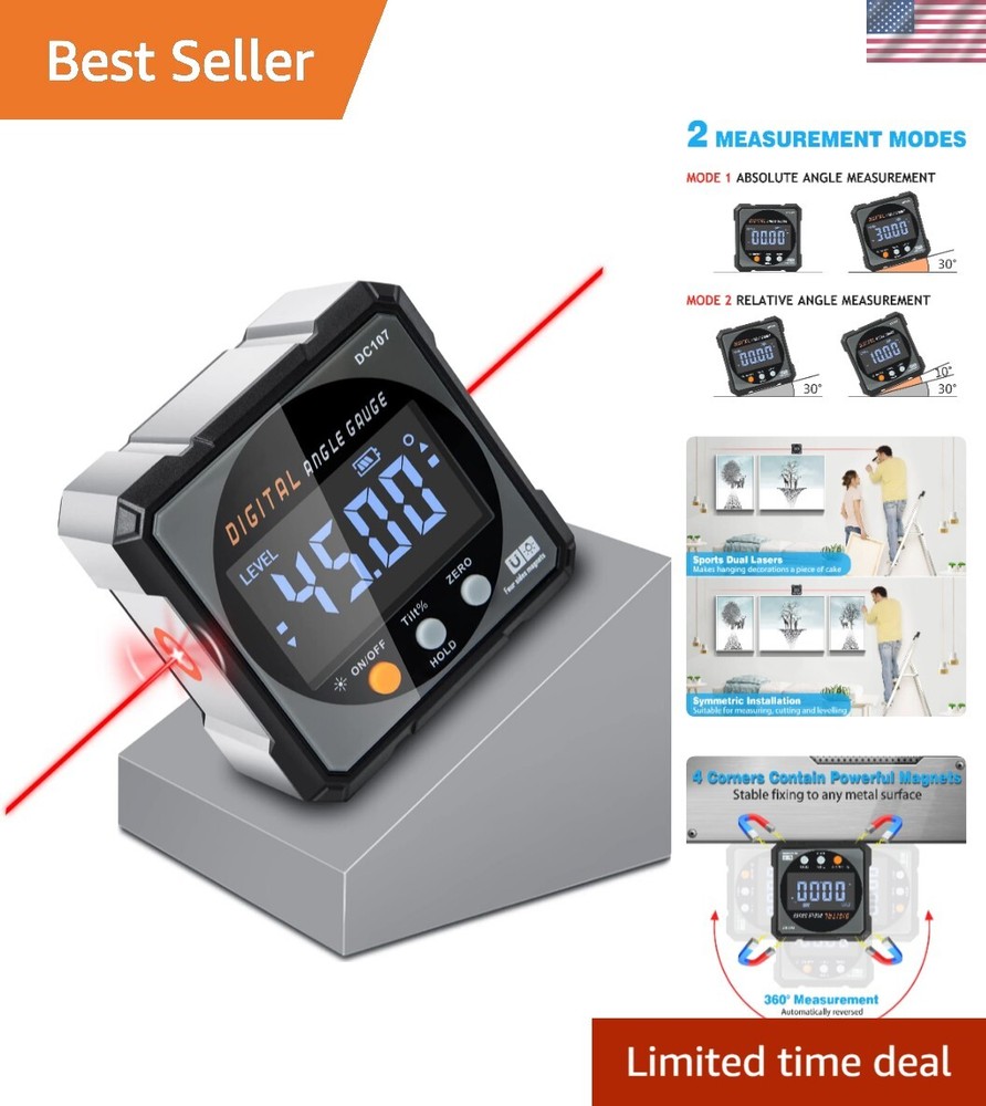 Compact Magnetic Digital Angle Gauge with Backlight - Perfect for DIY Projects