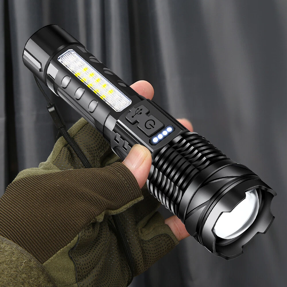 1000000 Lumens Super Bright LED Tactical Flashlight Rechargeable Zoomable 7 Mode