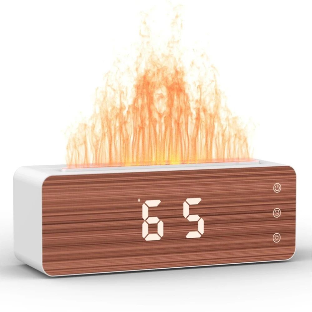 Flame Effect Humidifier with Clock | Elegant Home Appliance