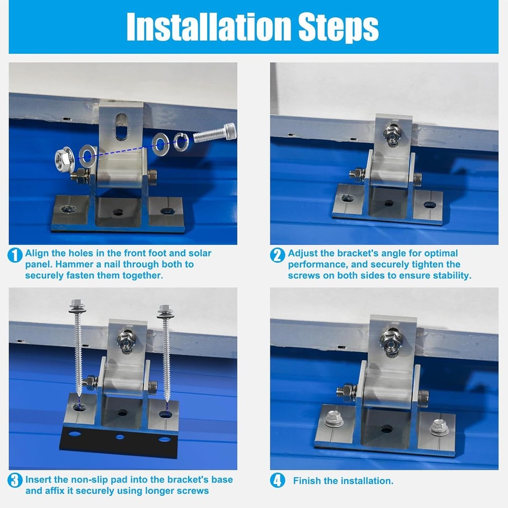 Solar Panel Mounting Brackets, 8PCS Adjustable RV 8PCS, Silver