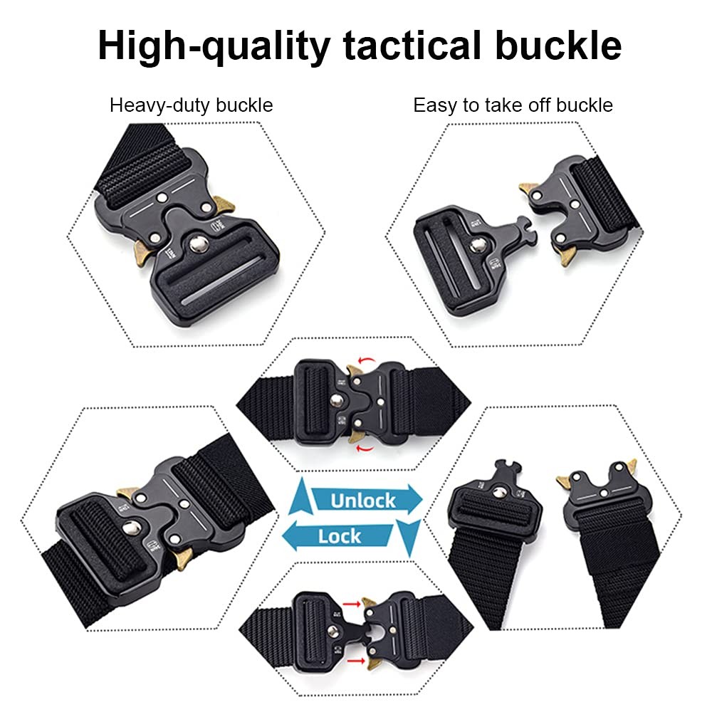 Tactical Belt for Men, 3 Pack Military Nylon Web with Quick Release Heavy Dut...