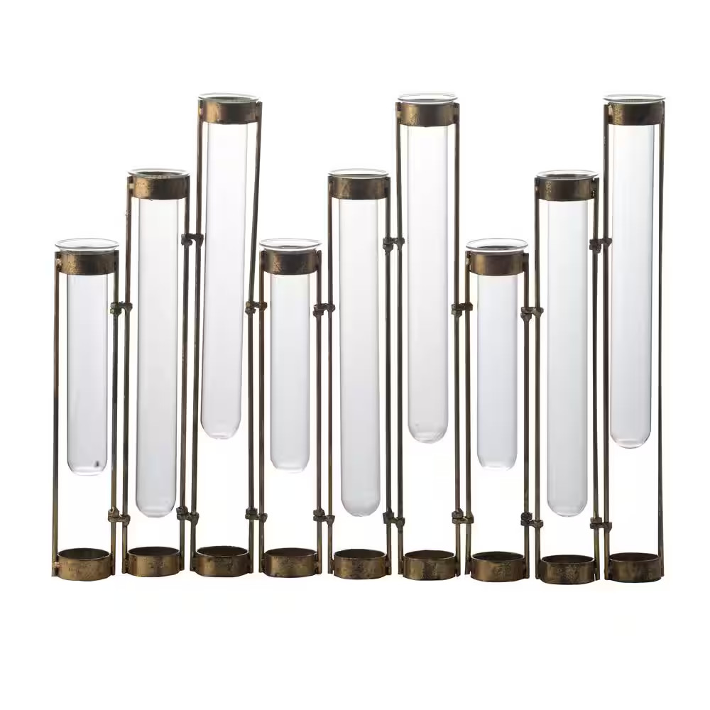 13.8 In. Bronze Glass Cylinder Decorative Vase