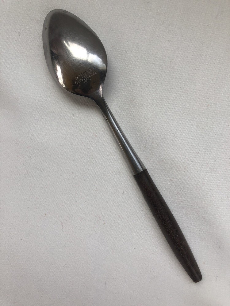 Interpur Royal Elegance Teaspoon MCM Wood Handle Stainless Flatware