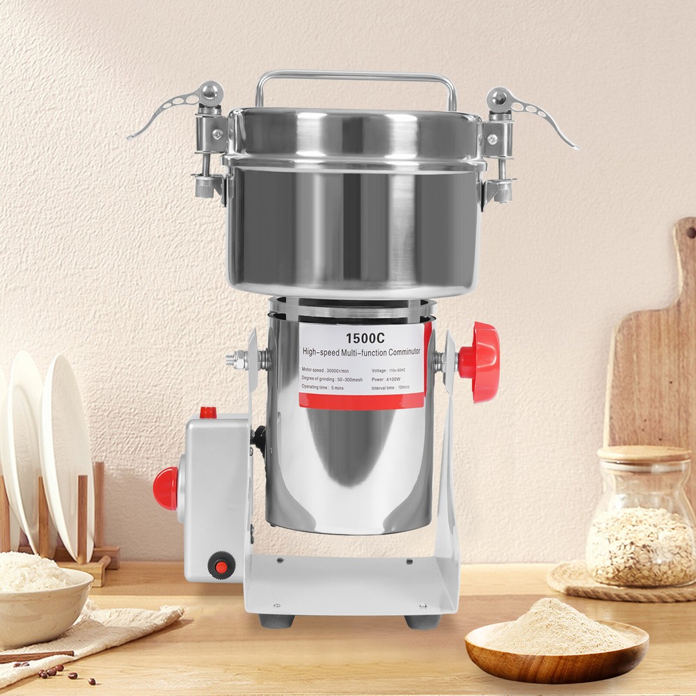 110V 60HZ Silver High Speed Multi-function Electric Grain Grinder W/ Mesh Screen