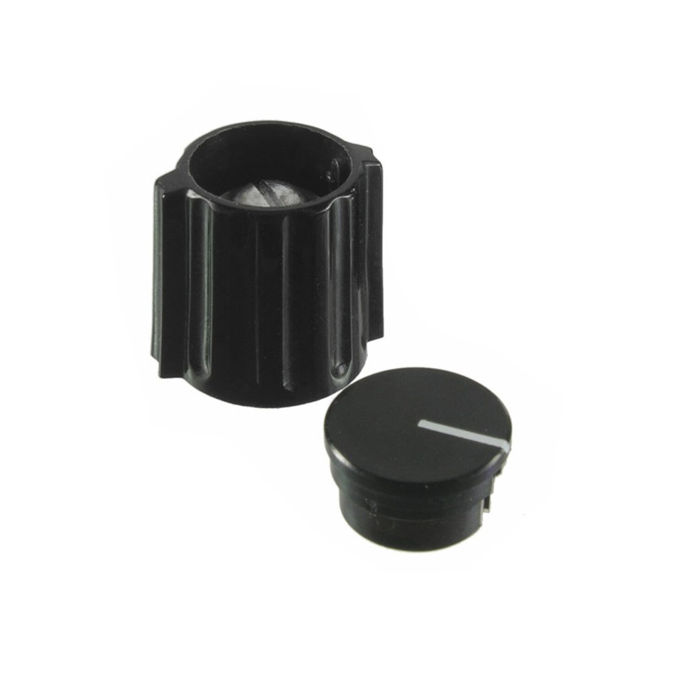 1/8" Shaft Black Pointer Knob Plastic Cap Brass Collet