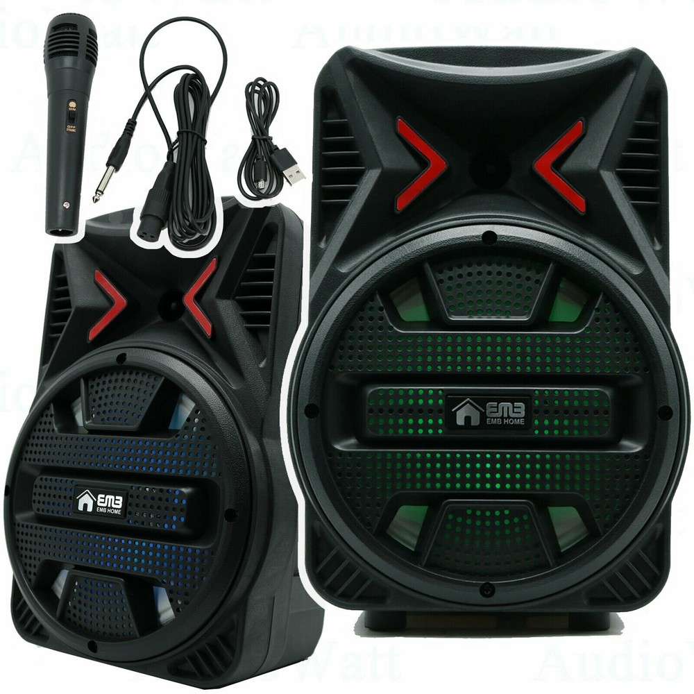 8" 600 Watts Portable Powered DJ Speaker Only Work w/ iPhone Bluetooth AUX USB