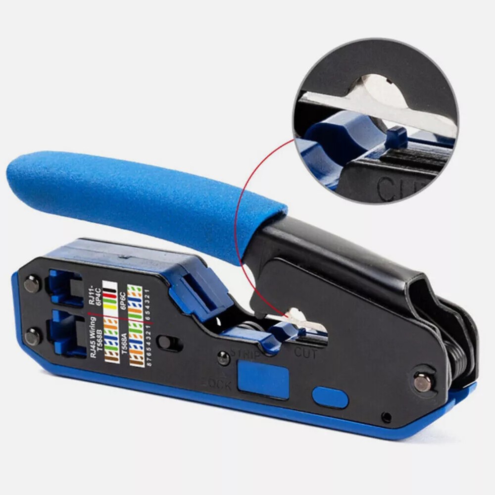 RJ45 Crimper Tools Pass Through Crimping Tool Kit Network Cable Connector Kit