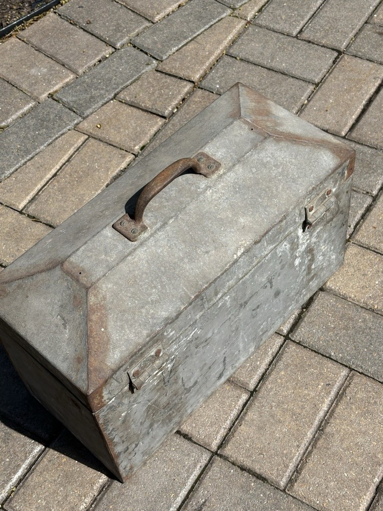 Vintage Galvanized Hip Roof Toolbox
