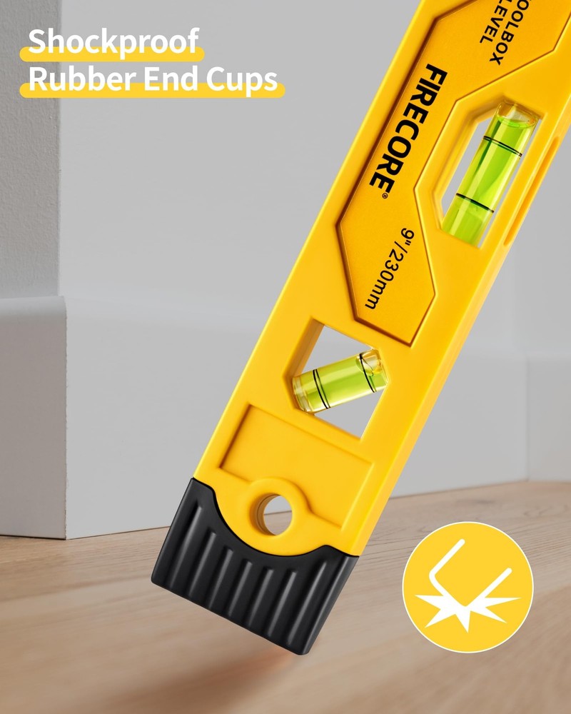 Torpedo Level Magnetic, Firecore 9 Inch Shockproof Small Leveler Tool Orange