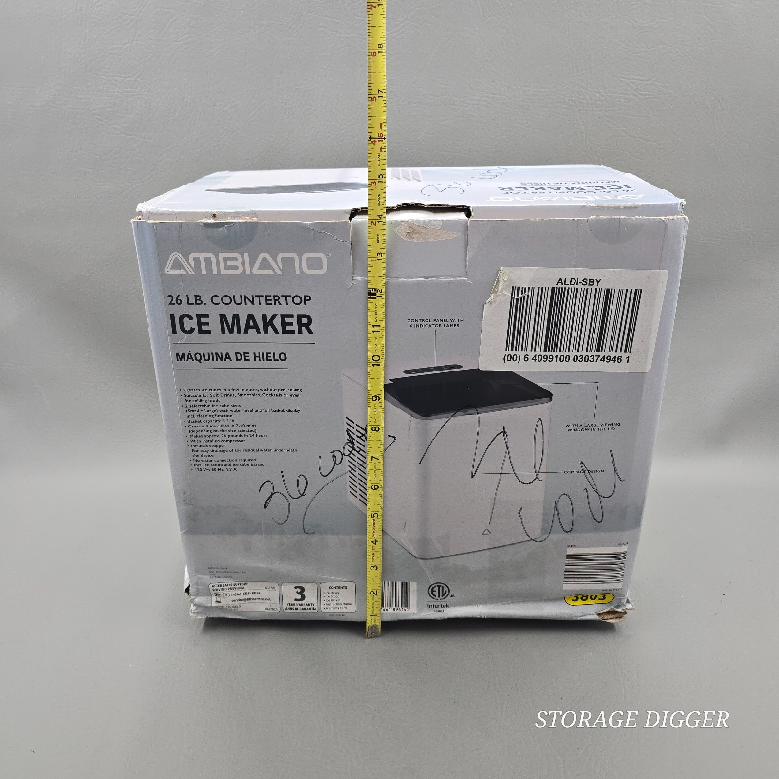 2024 Ambiano 26 lb. Countertop Ice Maker, Model GT-EWM-04-US, Made in China