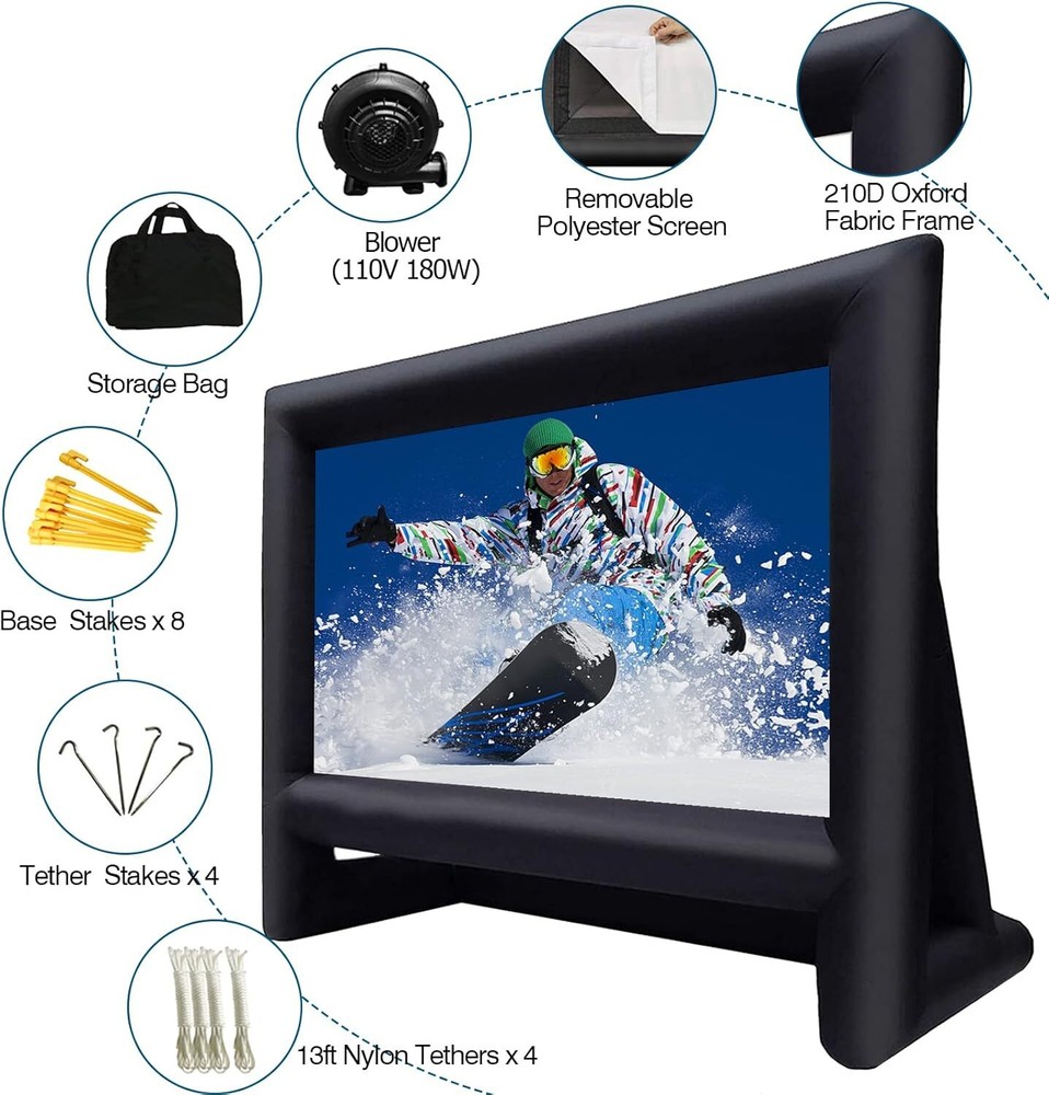 16ft Inflatable Outdoor Projector Screen with Blower Storage Bag
