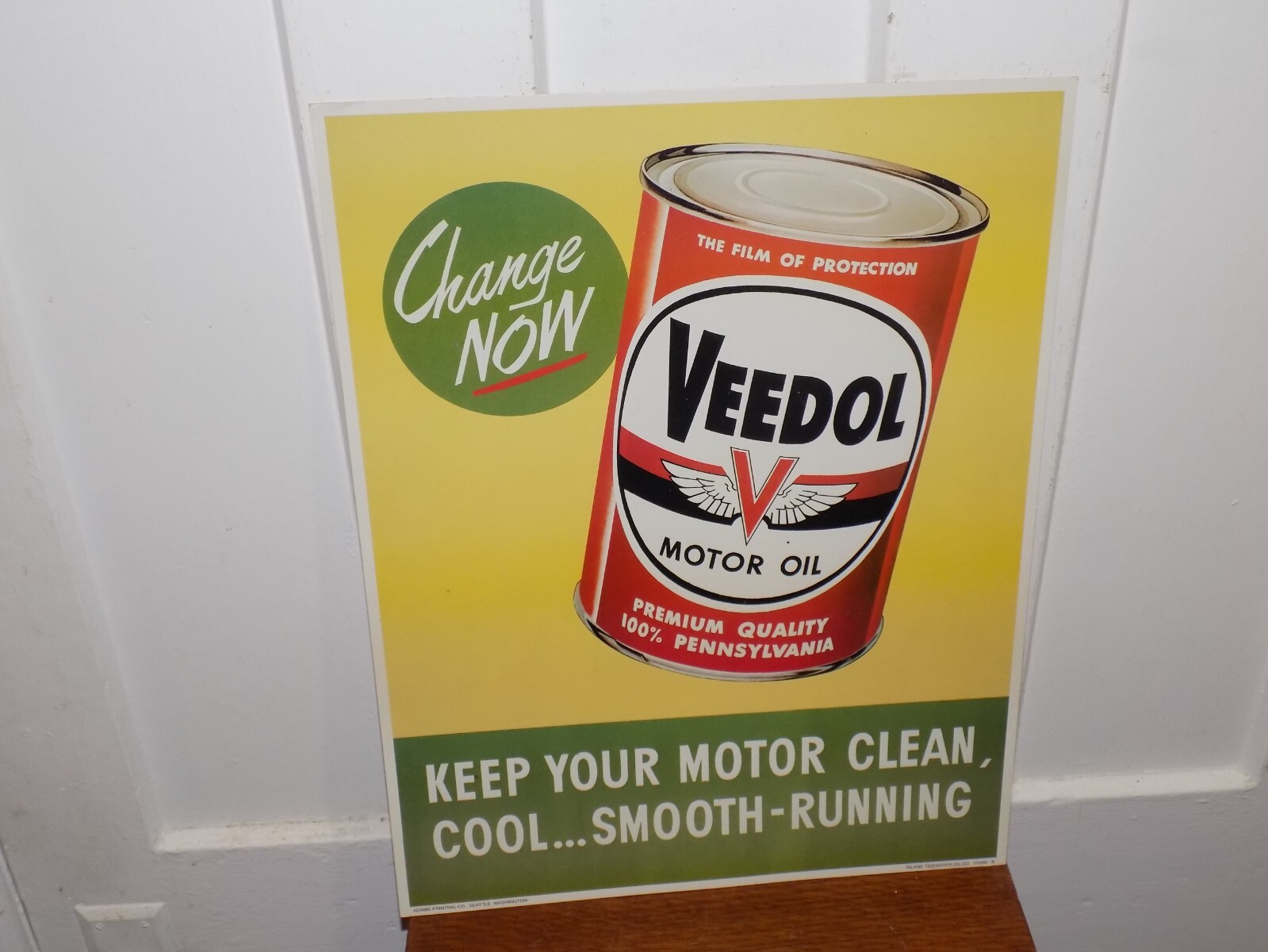Vintage 1958 Veedol Motor Oil Cardboard Store Sign