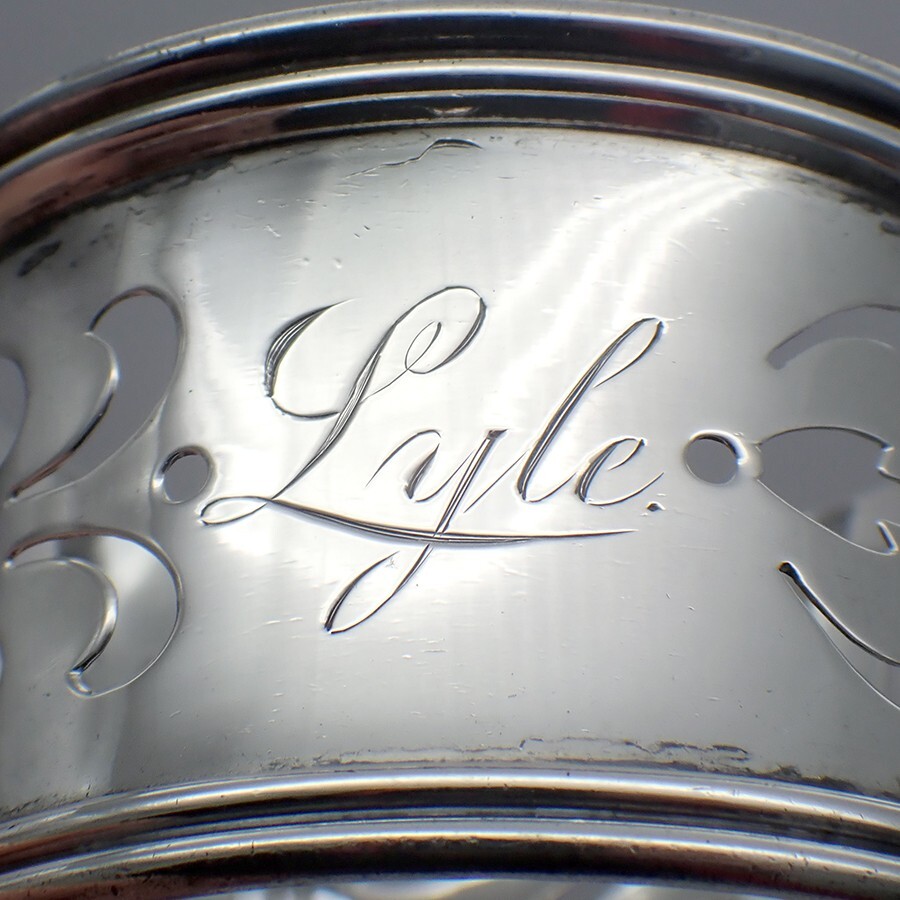 Pierced Napkin Ring Gorham Sterling Silver Inscribed Lyle