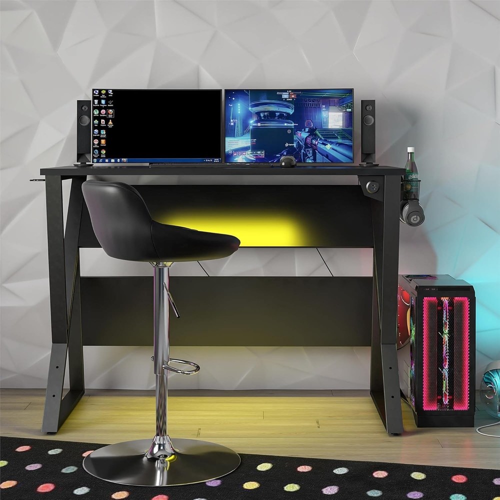 NTENSE Genesis Adjustable Gaming Desk, Black