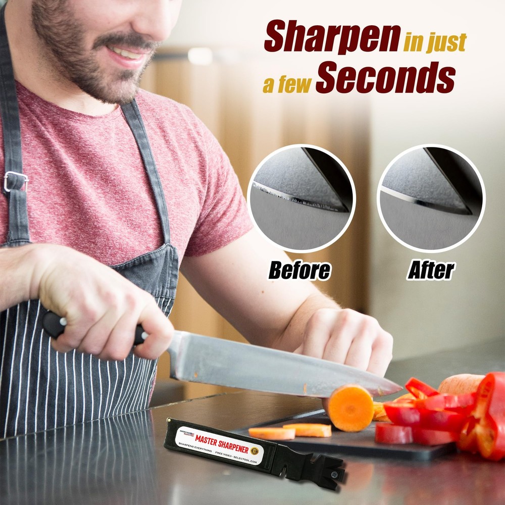 Master Knife Sharpener Premium 4-Stage Knife Sharpener for Kitchen Knives, Po...