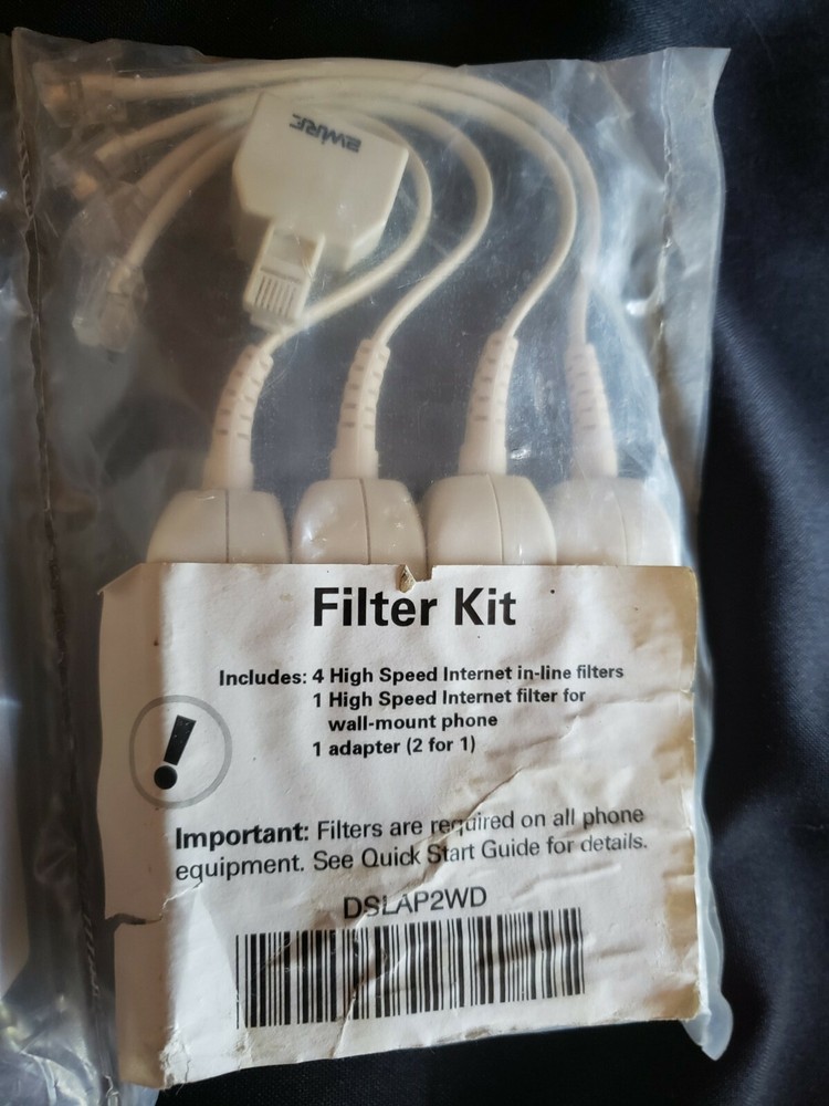 2 Wire Filter Kit: 4 DSL Inline Filters, 1 DSL Wall Mount Filter & 1 Adapter.