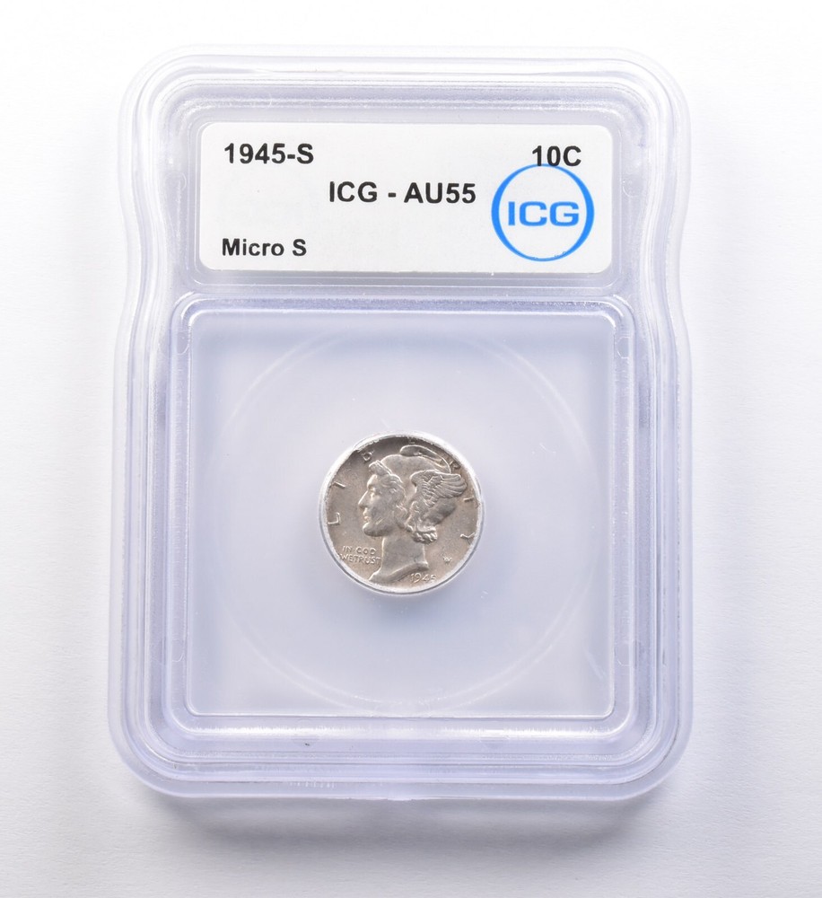 1945-S Mercury Dime Micro S AU55 ICG *9727