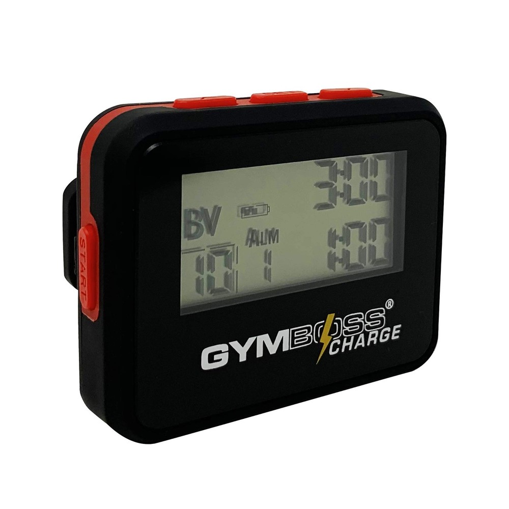 Gymboss Charge Interval Timer and Stopwatch & Watchstrap - Bundle Black / Red