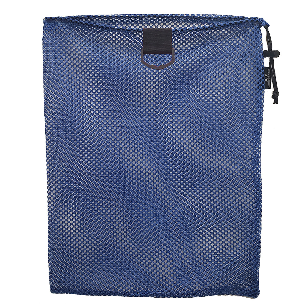 Nylon Mesh Drawstring Bag with D-Ring, Approx. 15x20