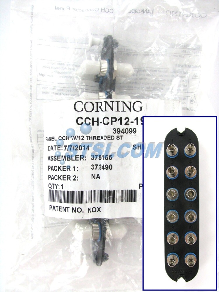 Corning CCH-CP12-19T Patch Panel, 12 ST Simplex OS2 Singlemode Adapters ~STSI