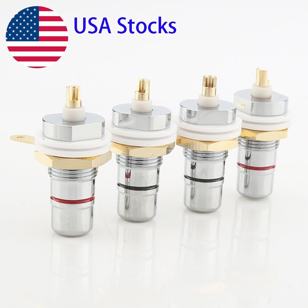 8PCS Rhodium Gold Plated RCA Socket HiFi Audio Phono Female Plugs Jack AMP DIY