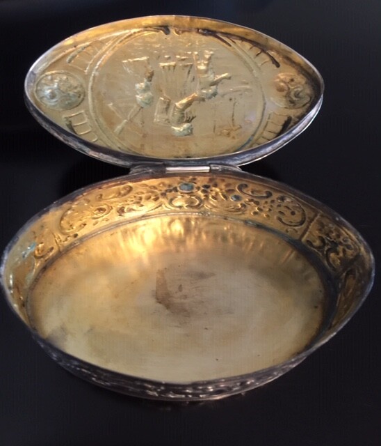 Silver Repousse Oval Box German 800