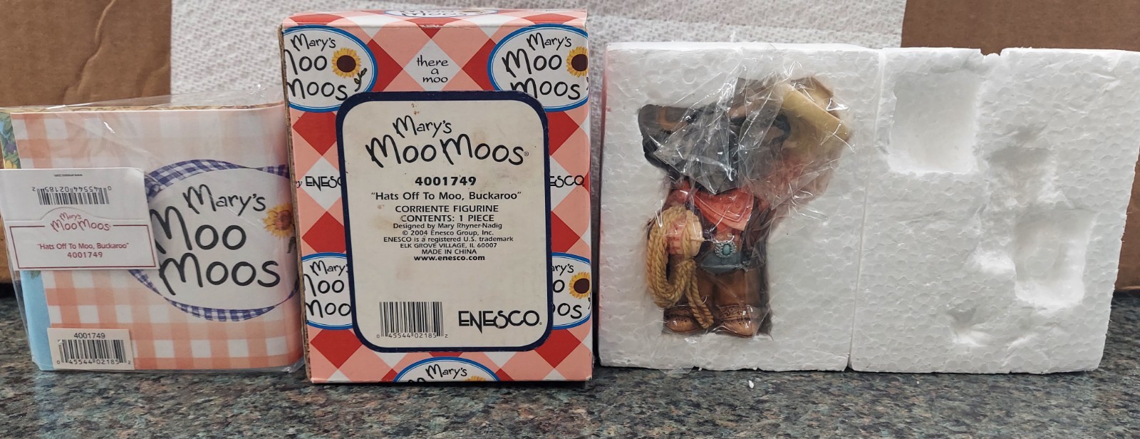 Vtg Mary’s Moo Moos Figurine RARE Hat's Off To Moo, Buckaroo! NIB