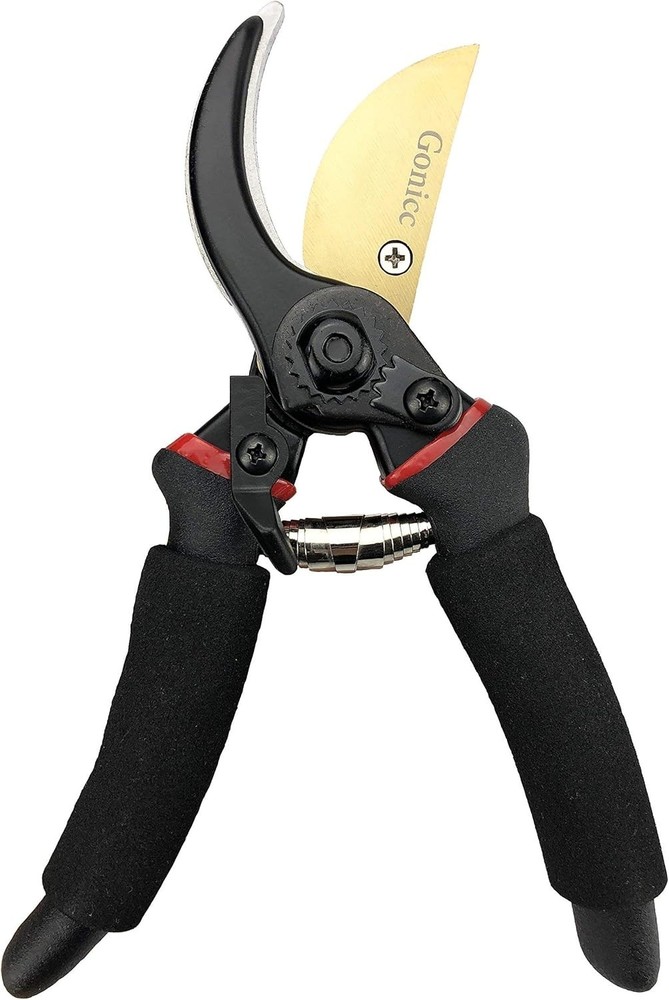 Lightweight 8" Gold Titanium Pruning Shears - Ambidextrous & Ergonomic Design