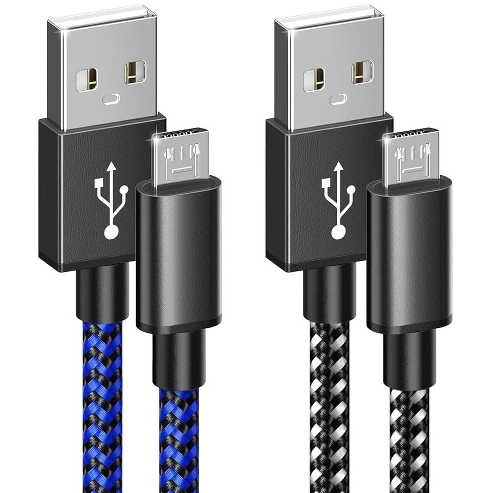 10ft Nylon Braided USB Cables for PS4 and Android - Charge & Play