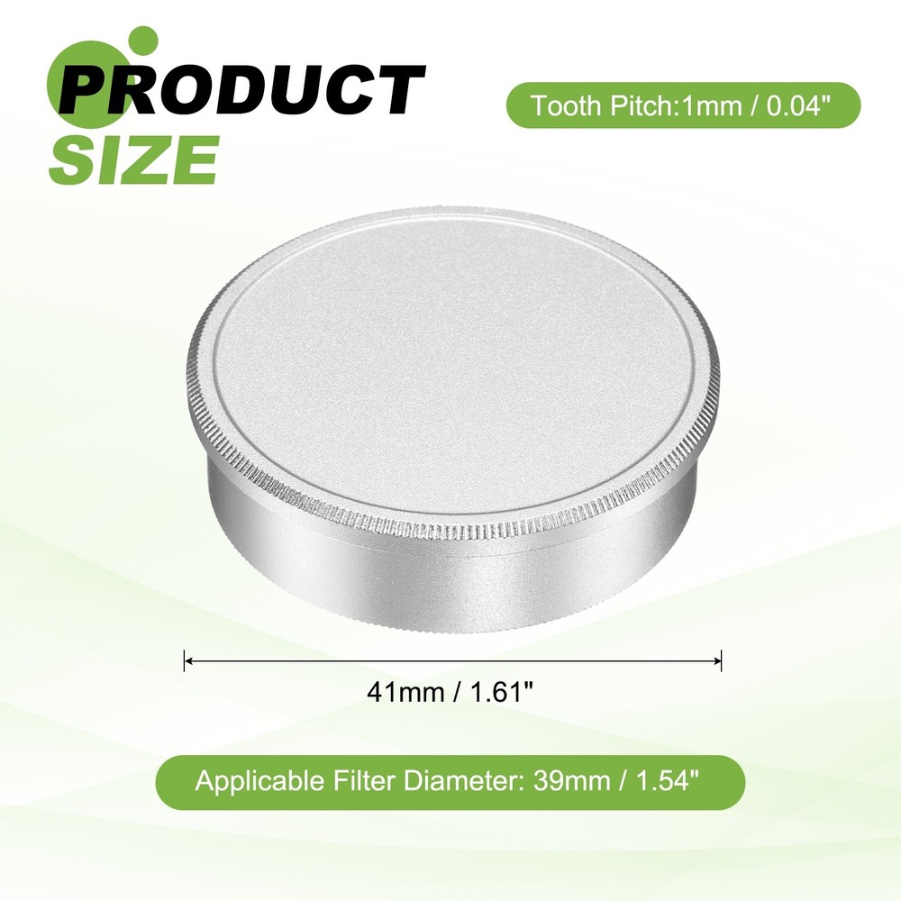 39mm Metal Lens Cap Universal Len Filter Stack Cap Slim Stack Silver
