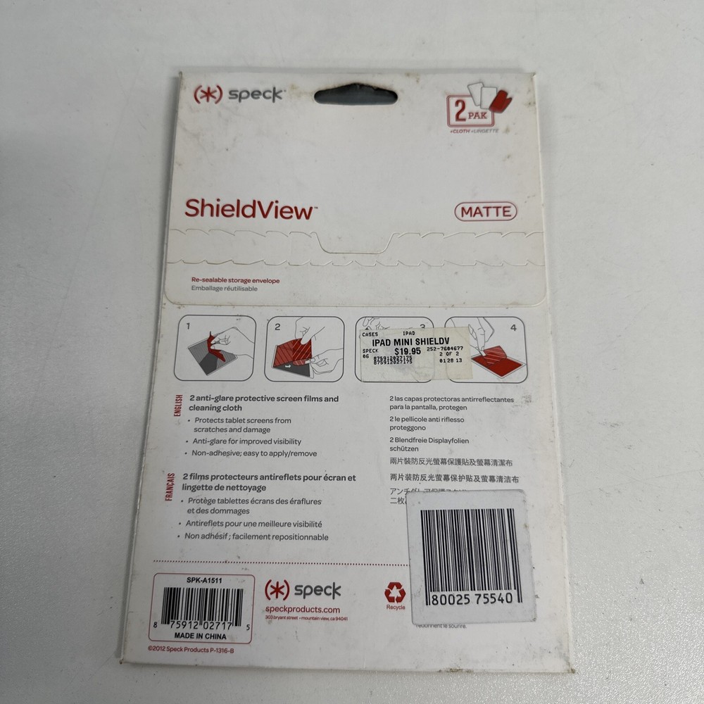 Speck Shieldview Matte 2-PACK for iPad Mini NEW/SEALED Package