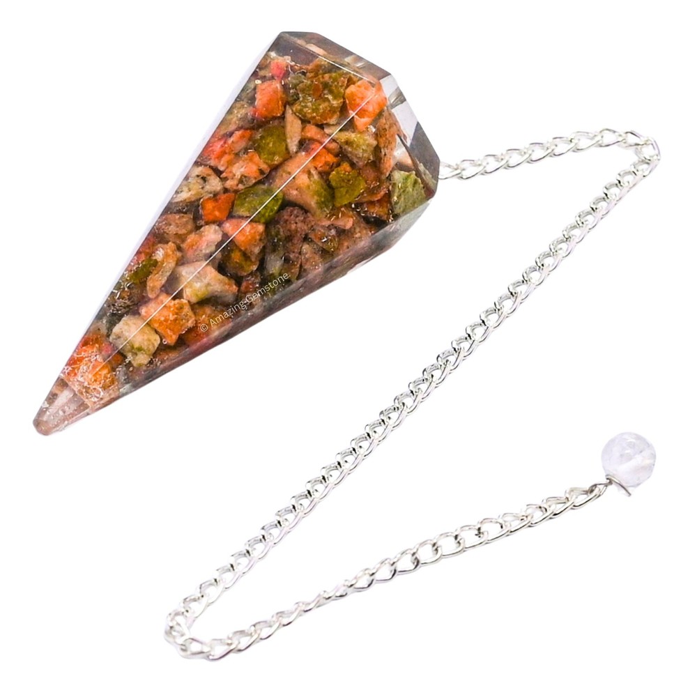 Unakite Orgone Crystal Pendulums