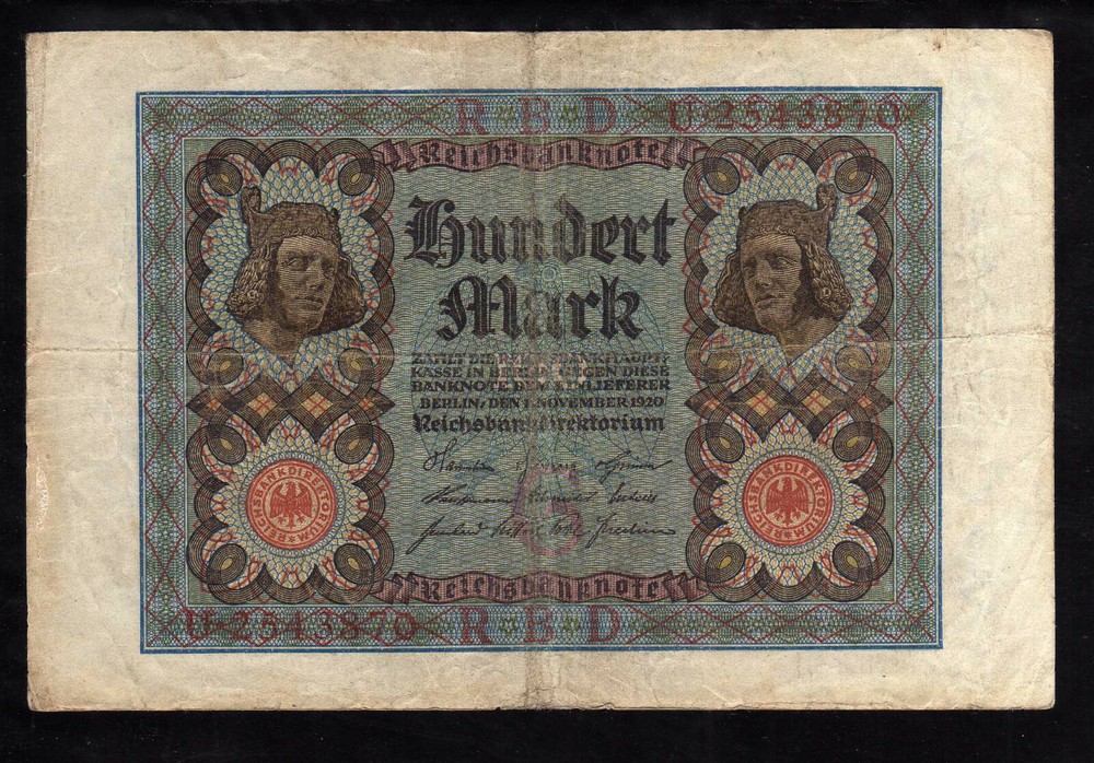 GERMANY 100 MARK REICHSBANKNOTE / SOLD AS EACH