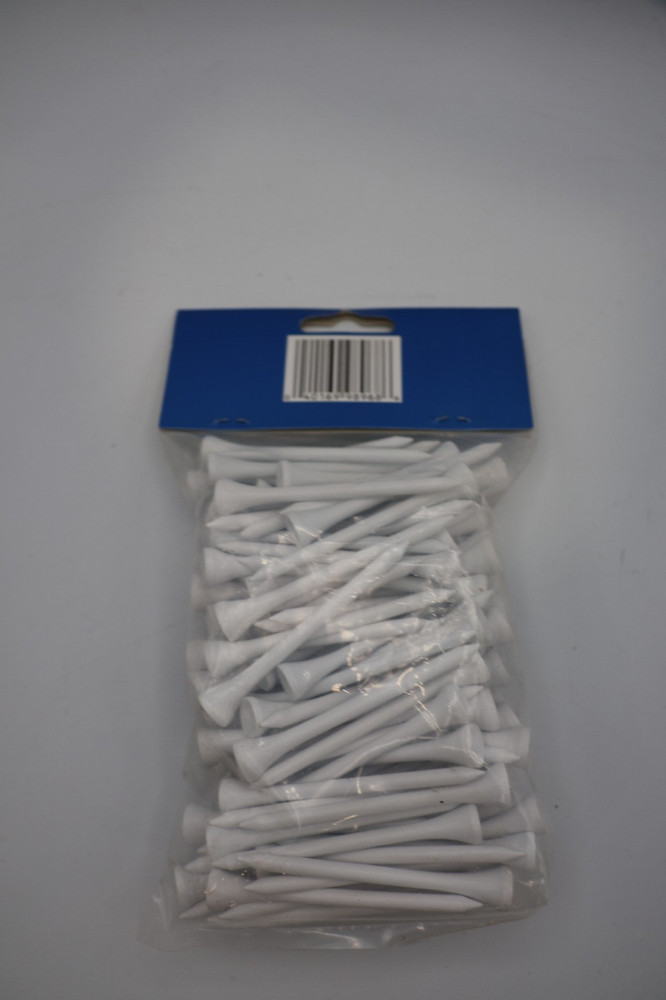 Intech - Biodegradable 100% Solid Hardwood 2-3/4" White 100 Golf Tees New
