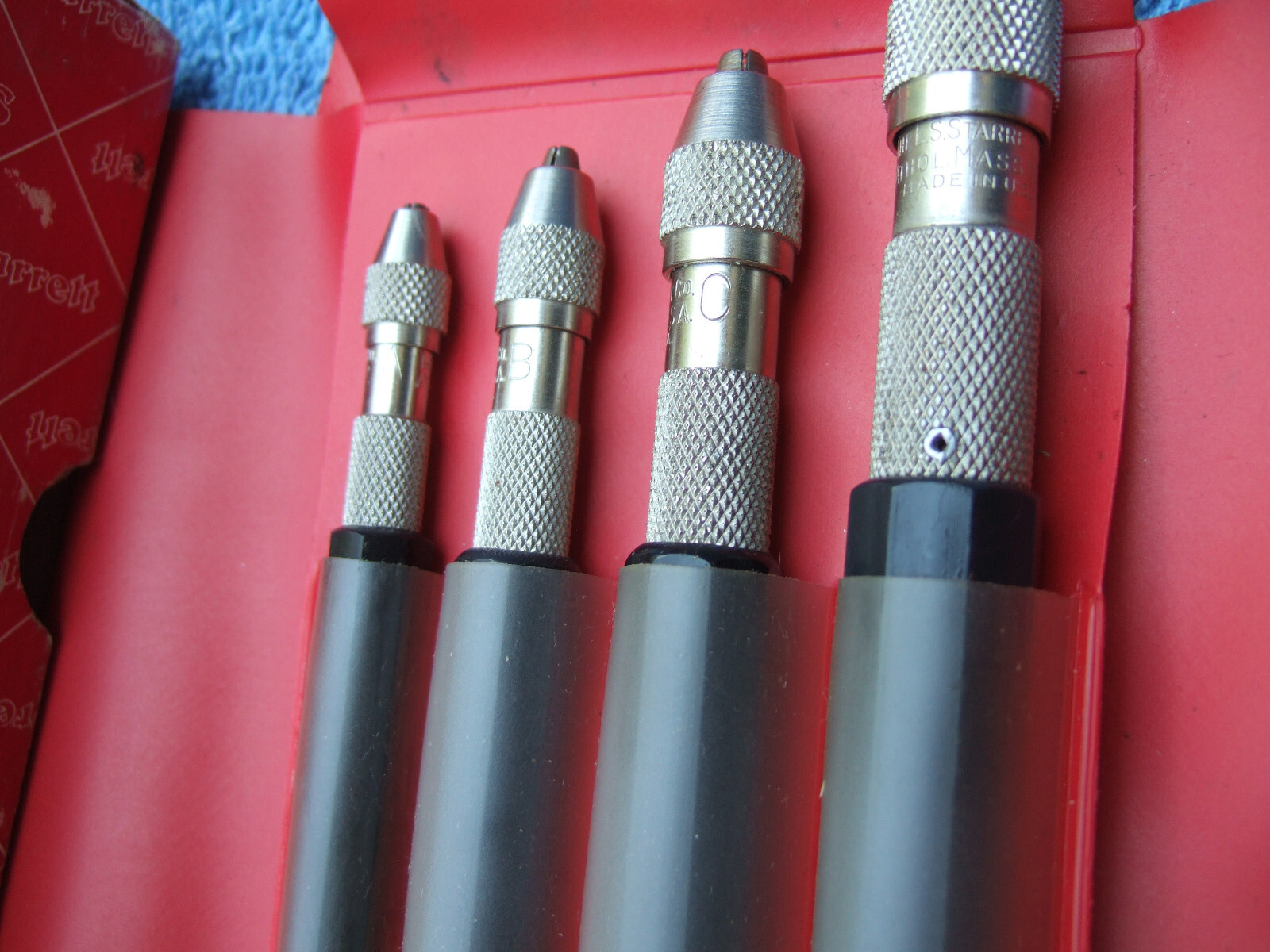 Starrett No S166 Pin Vise Set Vintage USA Octagonal Handle MACHINIST TOOLMAKER 2