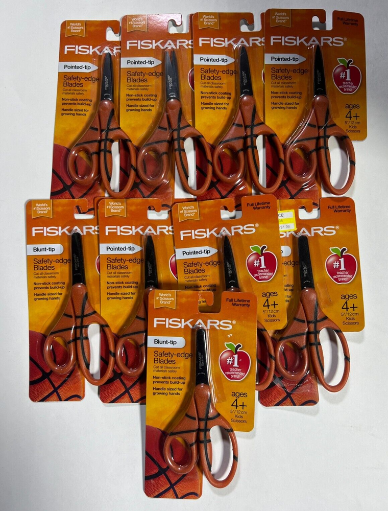FISKARS BLUNT-TIP POINTED-TIP SCISSOR AGES 4+ 9PCS SET NEW!!!!
