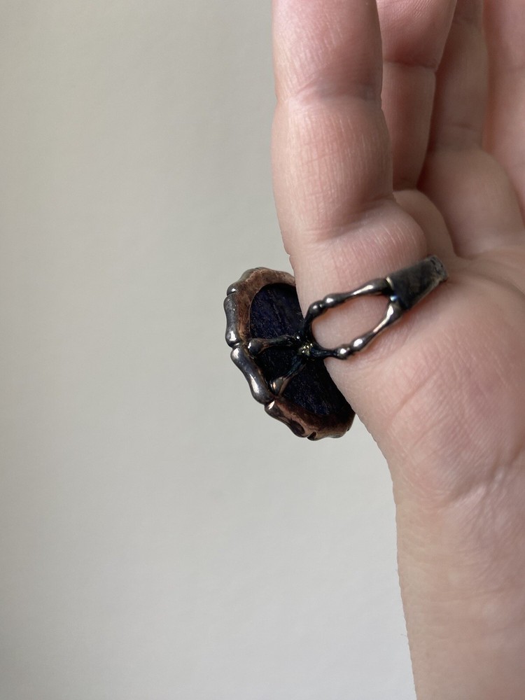 Sterling silver ring with genuine gemstone, size 7.5 US