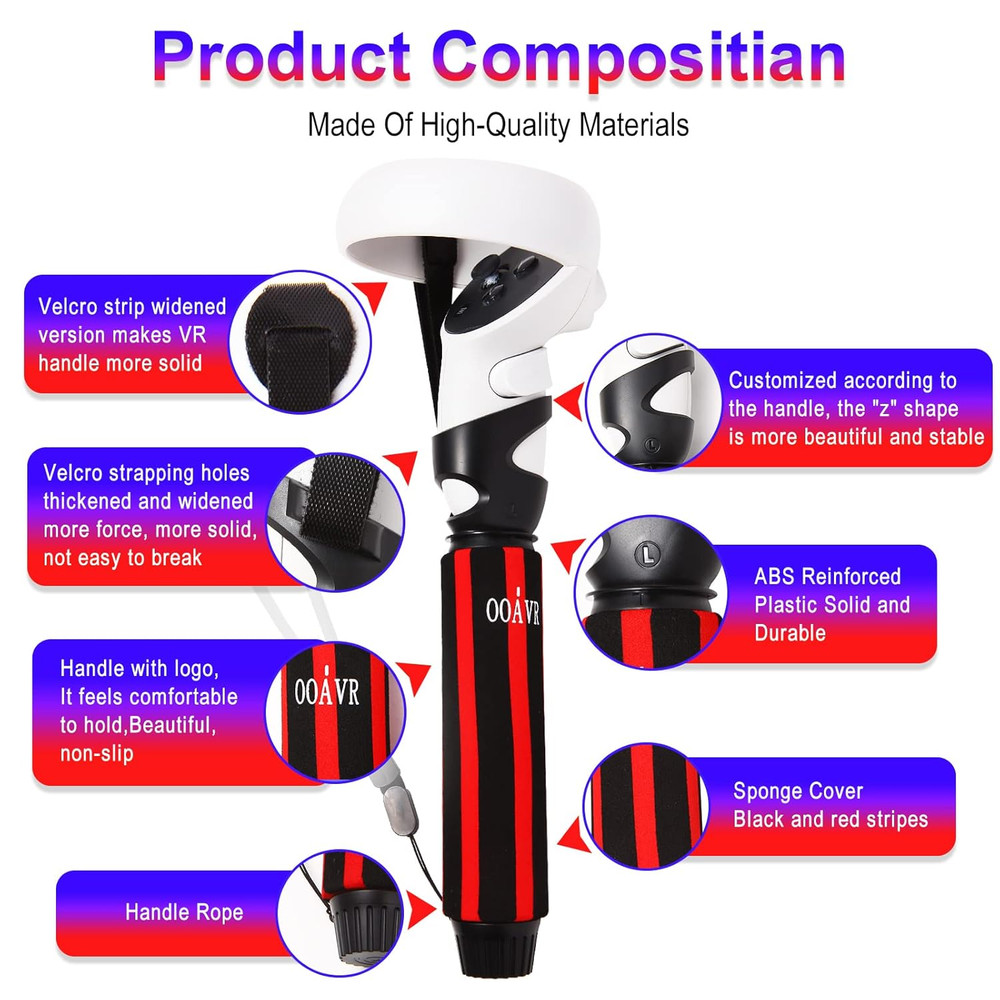 OOAVR VR Game Handle Extension Grips for Oculus Quest 2 Controller,2 in 1 Multip