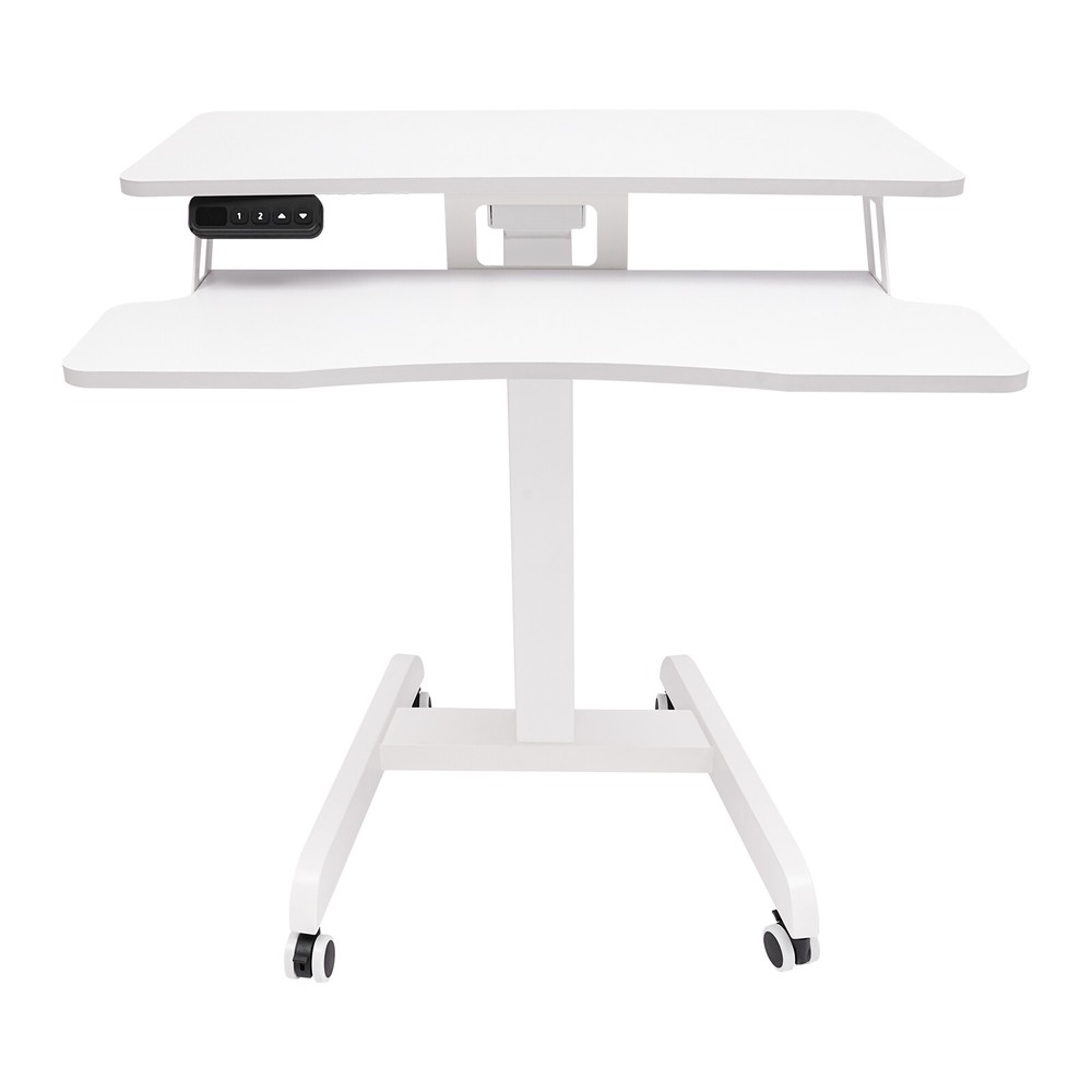Height Adjustable Electric Desk with Rolling Wheels for Home Office