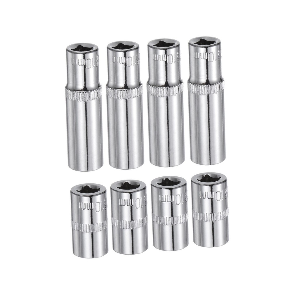 2pcs 6-Point Shallow Socket 10mm 1/4" Drive 2pcs Deep Socket Shallow Socket