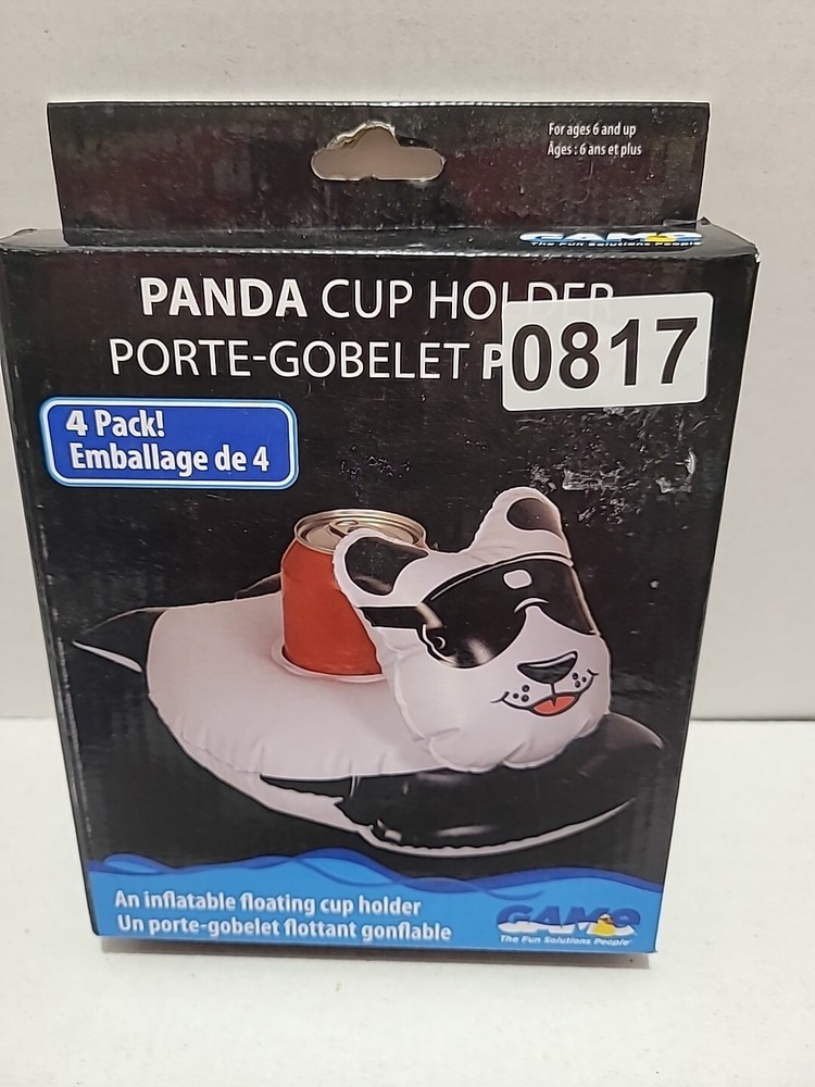 Panda Bear Inflatable Pool Float Cup Holder, 4-pack