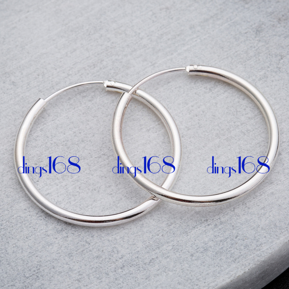 925 Sterling Silver Endless Thin Hoop Earring Many Size Small Medium X-Large E3Q