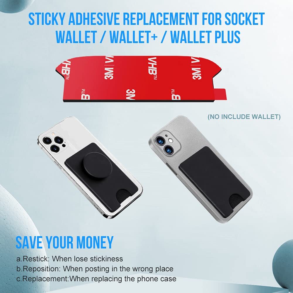 10pcs Sticky Adhesive Replacement for Pops Wallet+ & Wallet Plus Base, Red